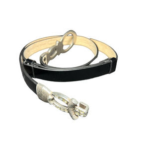 Chico's Adjustable Hook & Loop rhinestone Embellished Buckle Belt black